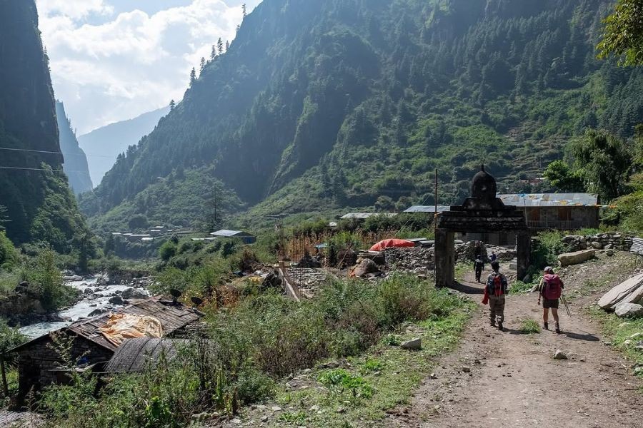 Traditional village gateway on Manaslu Circuit